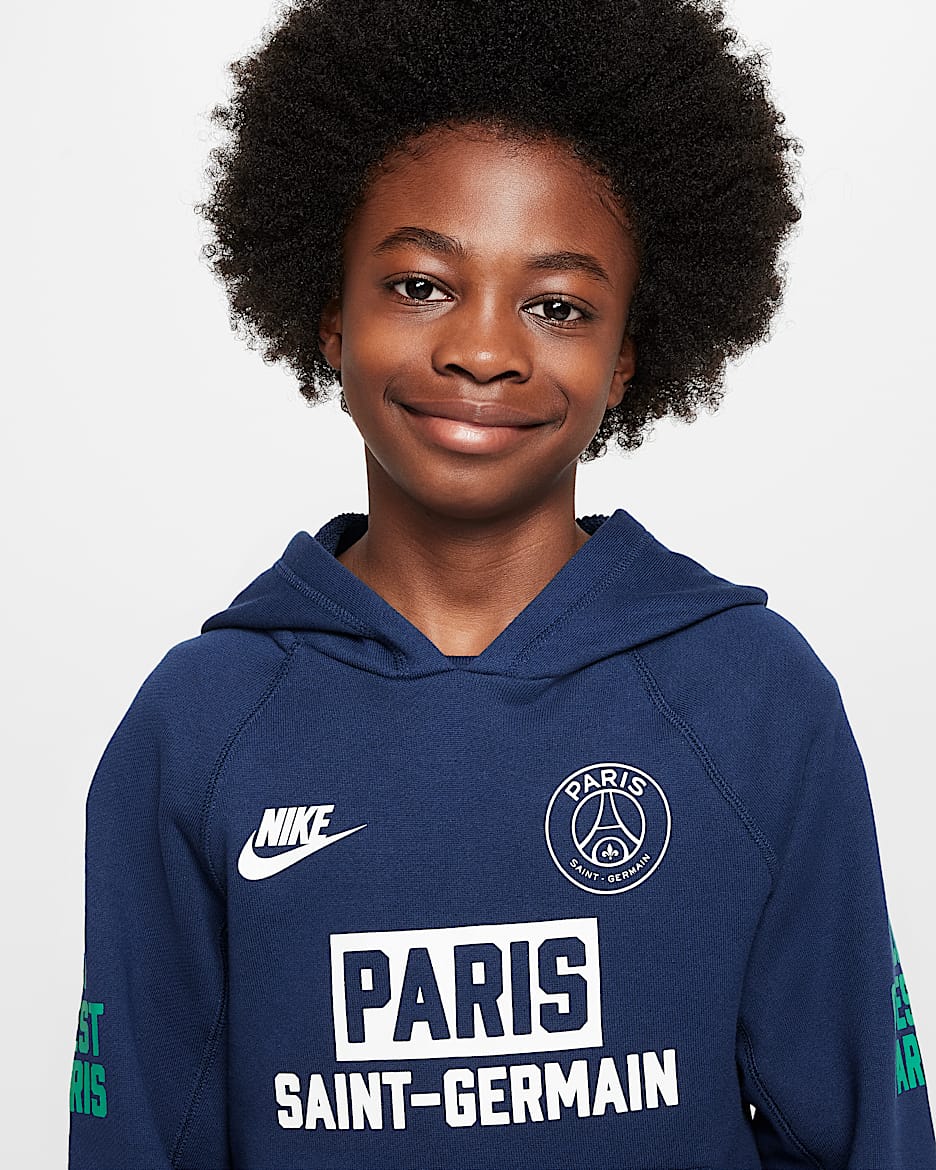 Paris Saint Germain Sport Essentials Older Kids Nike Air Football Pullover Hoodie. Nike UK
